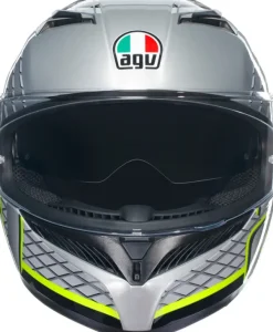 AGV K3 2023 Fortify Grey/Black/Yellow Fluo> Integraalhelmen|Helmen Met Zonnevizier