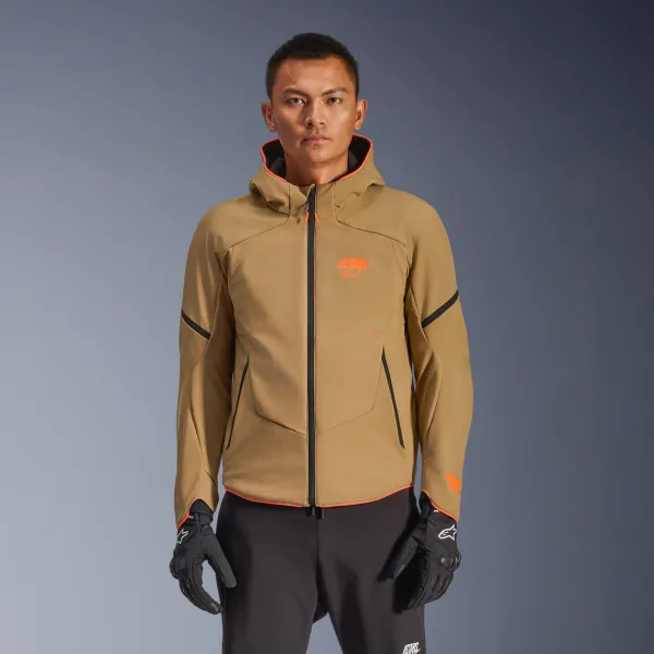 Alpinestars Aeroshell Wp Motorjas Dark Khaki Black Orange Fluo 8038> Motorjassen