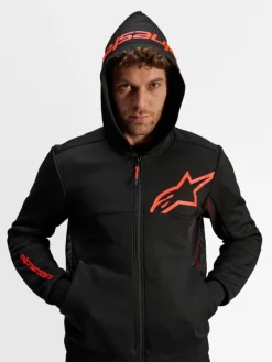 Alpinestars Chrome Air Sport Motorhoodie Black Red Fluo 1030> Motorhoodies|Motorjassen