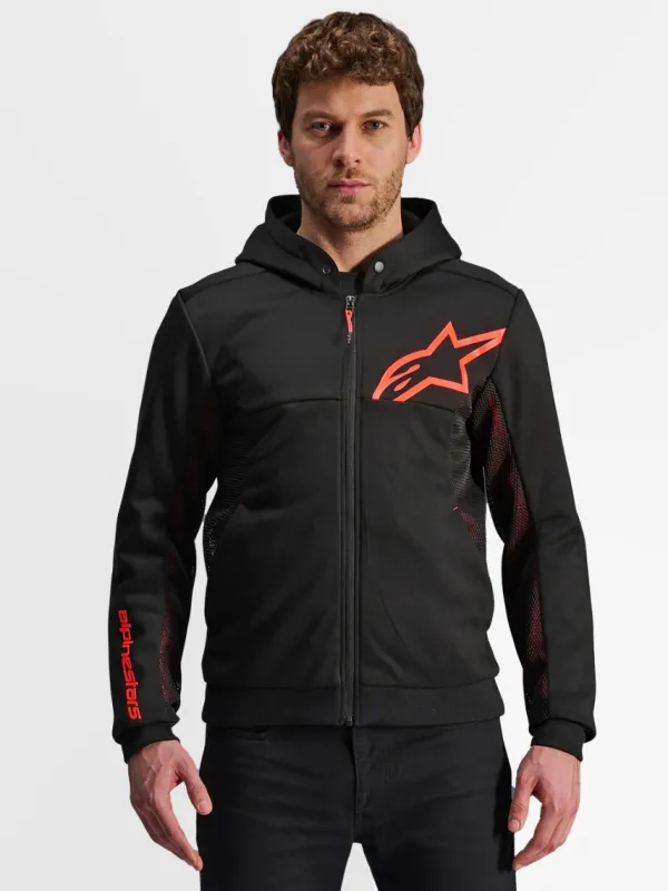 Alpinestars Chrome Air Sport Motorhoodie Black Red Fluo 1030> Motorhoodies|Motorjassen