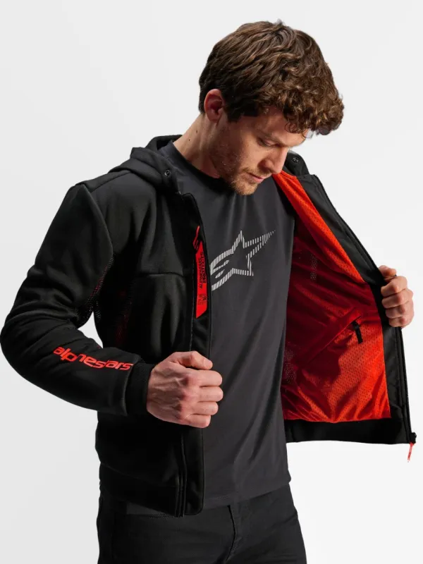Alpinestars Chrome Air Sport Motorhoodie Black Red Fluo 1030> Motorhoodies|Motorjassen
