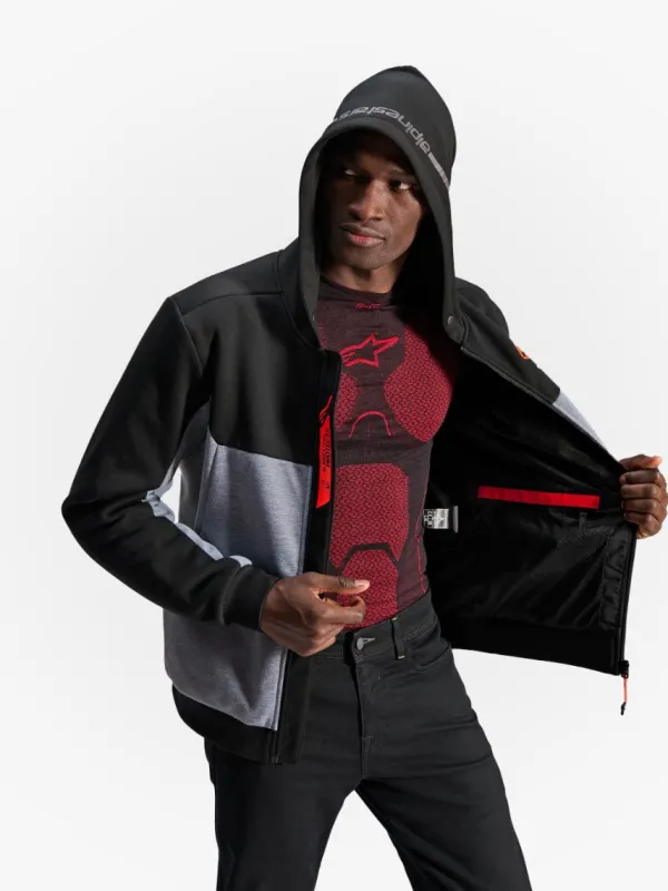 Alpinestars Chrome V2 Sport Motorhoodie Black Gray Heather Red Fluo 1473> Motorhoodies|Motorjassen