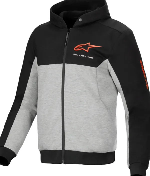 Alpinestars Chrome V2 Sport Motorhoodie Black Gray Heather Red Fluo 1473> Motorhoodies|Motorjassen