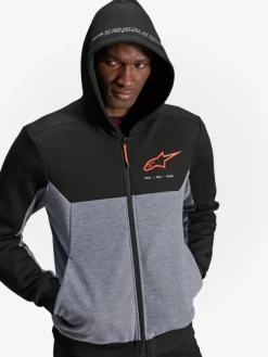 Alpinestars Chrome V2 Sport Motorhoodie Black Gray Heather Red Fluo 1473><noscript><img width=