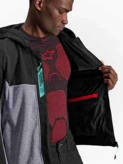 Alpinestars Chrome V2 Sport Motorhoodie Black Gray Heather Turquoise 1475> Motorhoodies|Motorjassen