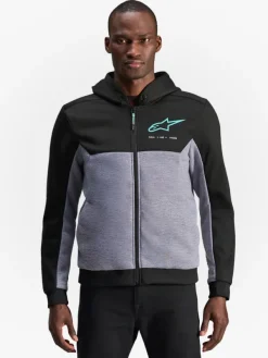 Alpinestars Chrome V2 Sport Motorhoodie Black Gray Heather Turquoise 1475><noscript><img width=