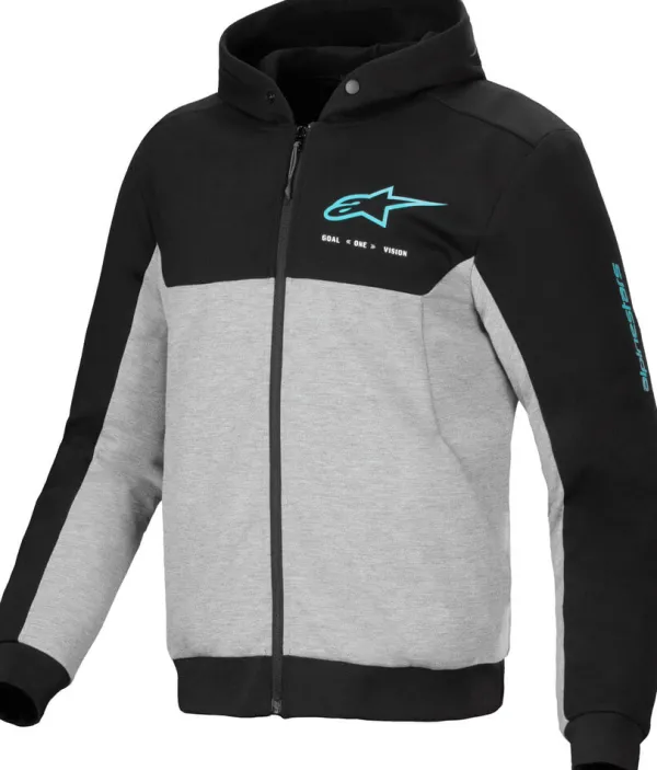Alpinestars Chrome V2 Sport Motorhoodie Black Gray Heather Turquoise 1475> Motorhoodies|Motorjassen