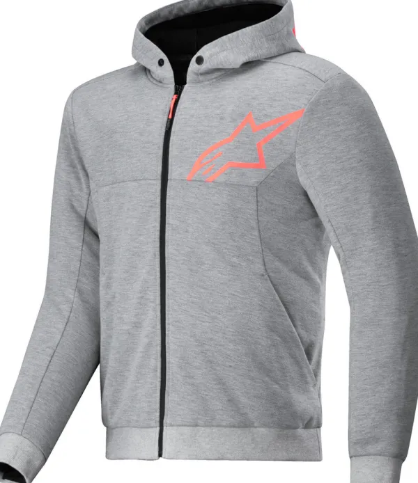 Alpinestars Chrome V2 Sport Motorhoodie Gray Heather Red Fluo 9199> Motorhoodies|Motorjassen