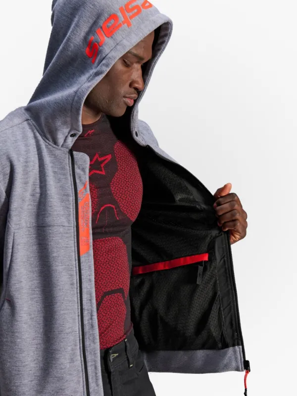 Alpinestars Chrome V2 Sport Motorhoodie Gray Heather Red Fluo 9199> Motorhoodies|Motorjassen