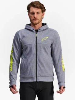 Alpinestars Chrome V2 Sport Motorhoodie Gray Heather Fluo Yellow 9232> Motorhoodies|Motorjassen
