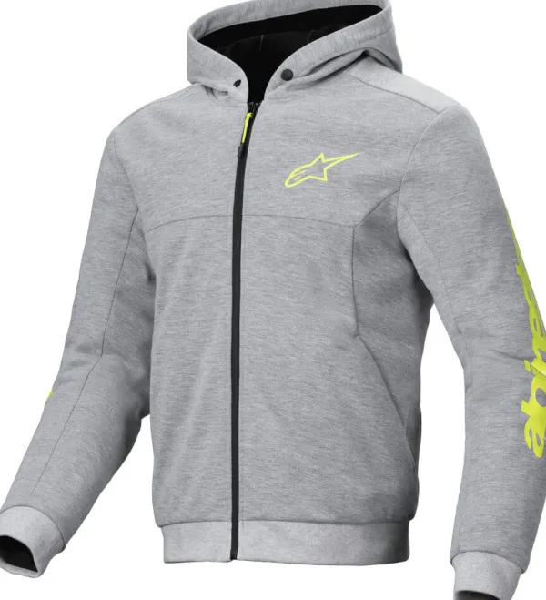 Alpinestars Chrome V2 Sport Motorhoodie Gray Heather Fluo Yellow 9232> Motorhoodies|Motorjassen