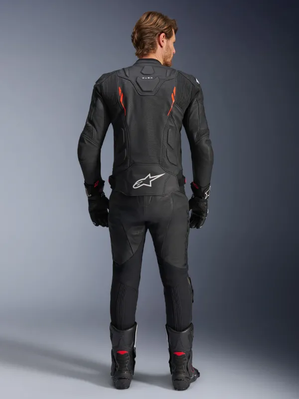 Alpinestars Dusk Airflow Leather Motorjas Black Red Fluo 1030> Motorjassen