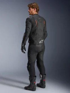 Alpinestars Dusk Airflow Leather Motorjas Black Red Fluo 1030><noscript><img width=