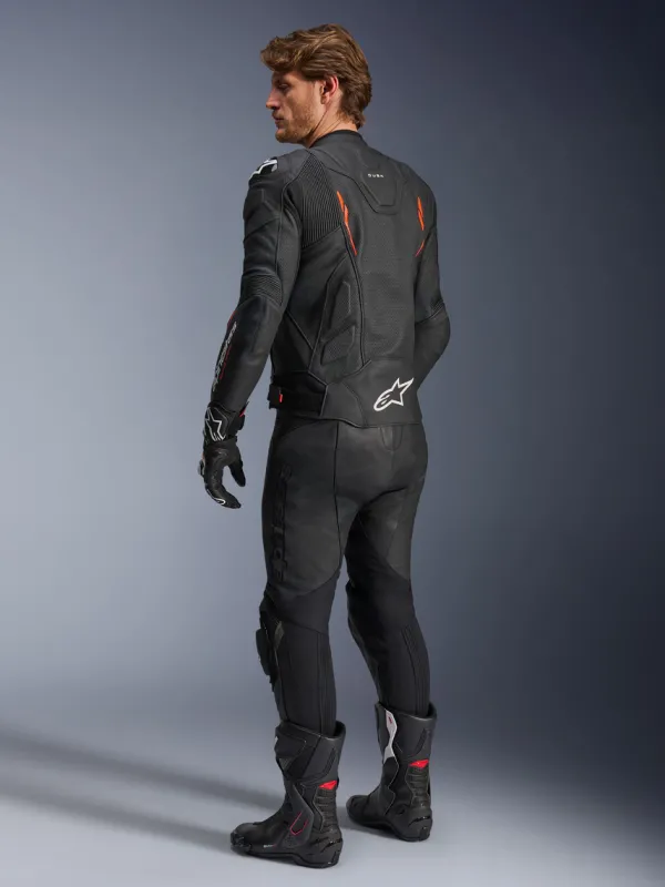 Alpinestars Dusk Airflow Leather Motorjas Black Red Fluo 1030> Motorjassen