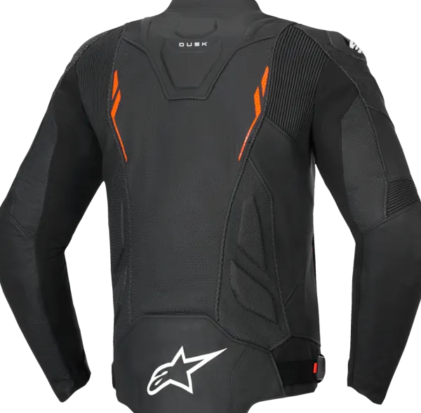 Alpinestars Dusk Airflow Leather Motorjas Black Red Fluo 1030> Motorjassen
