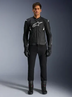 Alpinestars Dusk Airflow Leather Motorjas Black White 12> Motorjassen