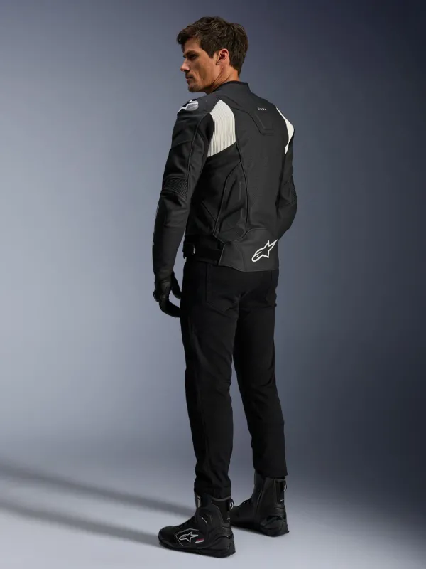 Alpinestars Dusk Airflow Leather Motorjas Black White 12> Motorjassen