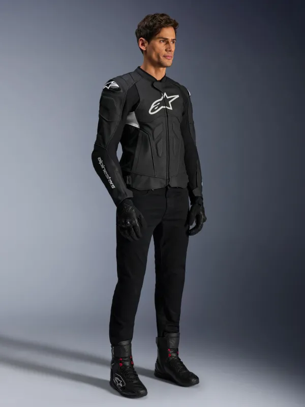 Alpinestars Dusk Airflow Leather Motorjas Black White 12> Motorjassen