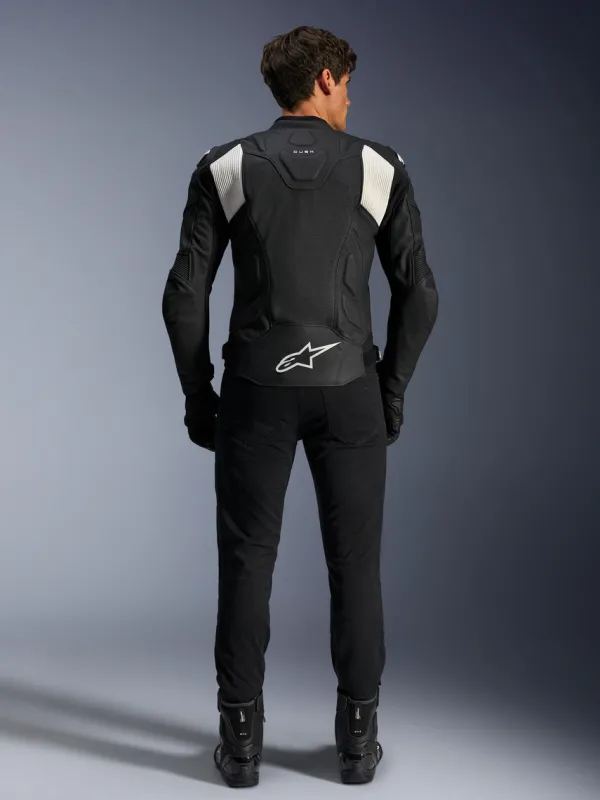 Alpinestars Dusk Airflow Leather Motorjas Black White 12> Motorjassen