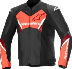 Alpinestars Faster V3 Airflow Leather Motorjas Black Red Fluo 1030> Motorjassen