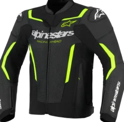 Alpinestars Gp Force V2 Leather Airflow Motorjas Black Yellow Fluo 155> Motorjassen