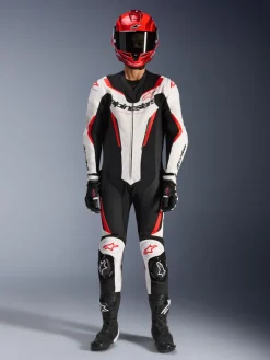 Alpinestars Gp Force V2 Leather Suit 1 Pc White/Black/Red Fluo><noscript><img width=