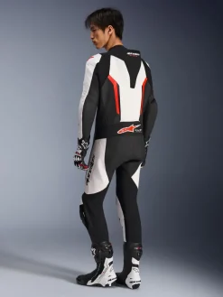 Alpinestars Gp Force V2 Leather Suit 1 Pc White/Black/Red Fluo><noscript><img width=