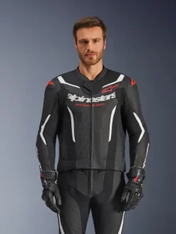 Alpinestars Gp Force V2 Leather Suit 2 Pc Racepak Black/White/Red Fluo><noscript><img width=