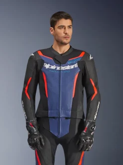 Alpinestars Gp Force V2 Leather Suit 2 Pc Racepak Black/Blue/Red Fluo><noscript><img width=