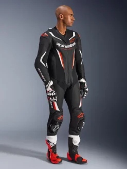 Alpinestars Gp Force V2 Leather Suit 1 Pc Black/White/Red Fluo><noscript><img width=