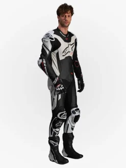 Alpinestars GP Plus V4 Sprint 1Pc Leather Suit Black White Red Fluo 1231> Motorpakken