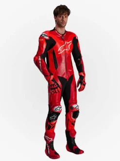 Alpinestars GP Plus V4 Sprint 1Pc Leather Suit Red Fluo Mid Red White 3087><noscript><img width=