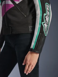 Alpinestars Idles Motorjas Black Off White Purple 1612> Motorjassen