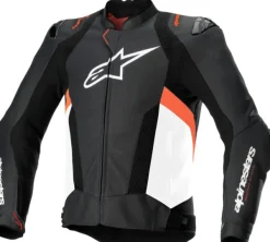 Alpinestars Missile V3 Airflow Leather Motorjas Black White Red Fluo 1231> Motorjassen