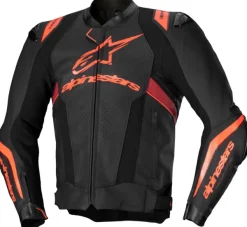 Alpinestars Missile V3 Ignition Leather Motorjas Black Red Fluo Dark Red 1365> Motorjassen