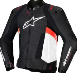 Alpinestars Missile V3 Leather Motorjas Black White Red Fluo 1231> Motorjassen