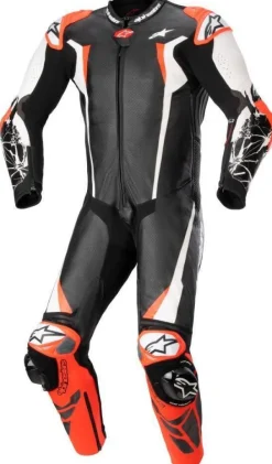 Alpinestars Racing Absolute V2 1 Pc Leather Suit Black White Red Fluo 1231> Motorpakken