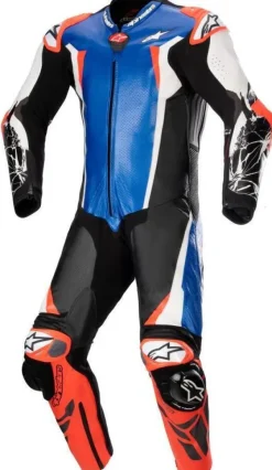 Alpinestars Racing Absolute V2 1 Pc Leather Suit Metallic Blue Black White Rdfl 7183> Motorpakken