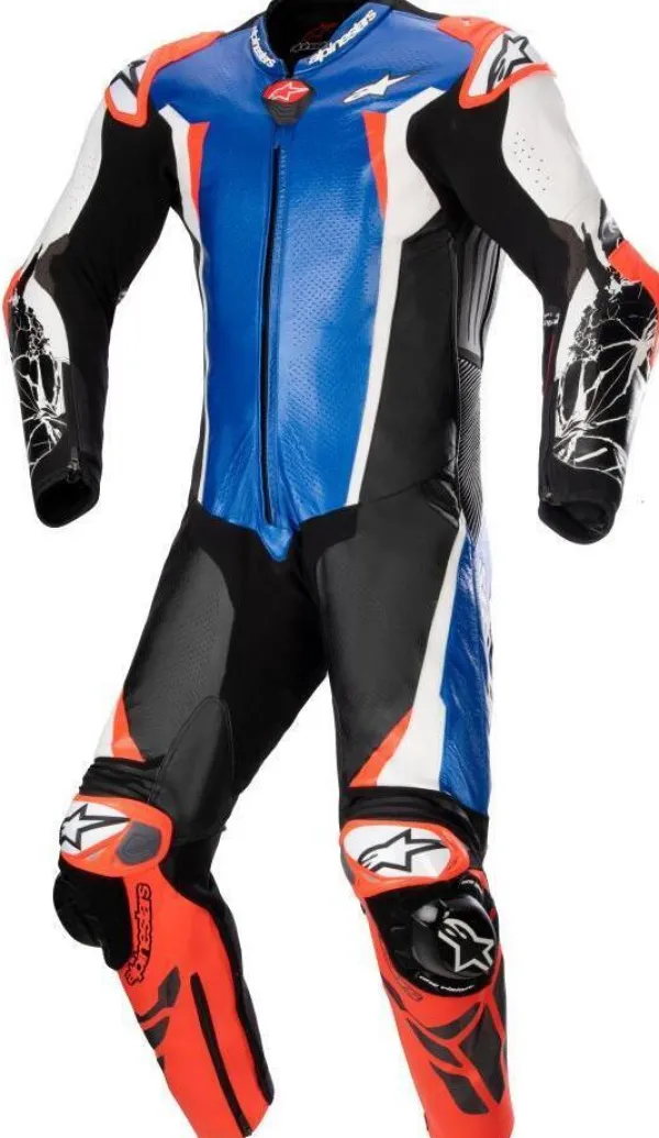 Alpinestars Racing Absolute V2 1 Pc Leather Suit Metallic Blue Black White Rdfl 7183> Motorpakken