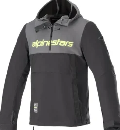 Alpinestars Sherpa Motorhoodie Tar Gray Black Yellow Fluo 9151> Motorhoodies|Motorjassen