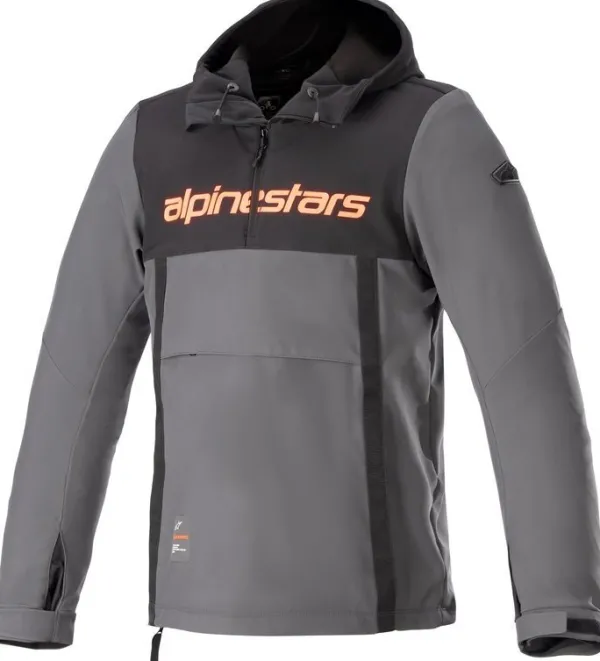 Alpinestars Sherpa Motorhoodie Black Tar Gray Red Fluo 1134> Motorhoodies|Motorjassen