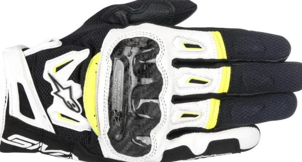 Alpinestars Smx-2 Air Carbon V2 Gloves Black White Yellow Fluo 125> Motorhandschoenen