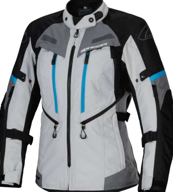 Alpinestars Stella Bogota' Pro Drystar Motorjas Ice Gray Black Cyan 9136> Motorjassen