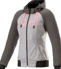 Alpinestars Stella Chrome Motorhoodie Melange Gray/Tar/Diva/Pink 9169> Motorhoodies