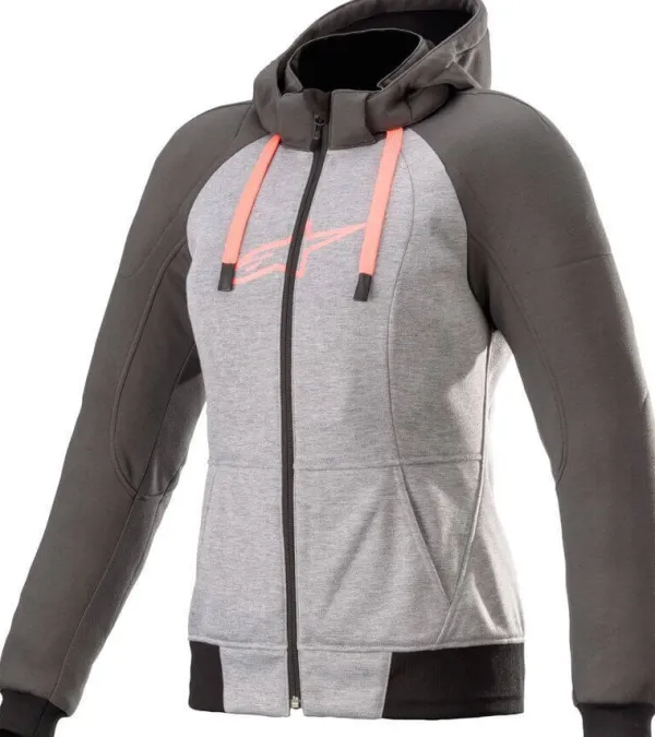Alpinestars Stella Chrome Motorhoodie Melange Gray/Tar/Diva/Pink 9169> Motorhoodies