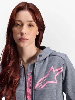 Alpinestars Stella Chrome V2 Motorhoodie Gray Heather/Pink Fluo 9197><noscript><img width=