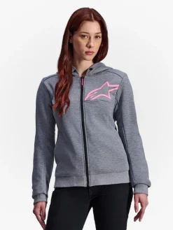 Alpinestars Stella Chrome V2 Motorhoodie Gray Heather/Pink Fluo 9197><noscript><img width=