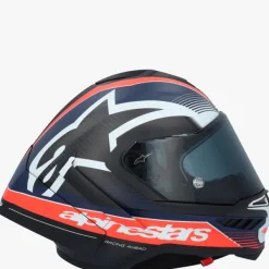 Alpinestars Supertech R10 Team Black Carbon Red Fluo Dark Blue Matt> Integraalhelmen|Carbon Helmen