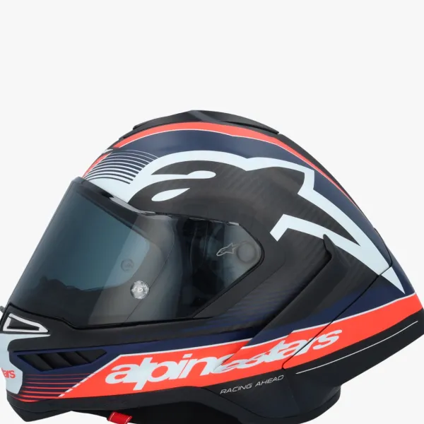 Alpinestars Supertech R10 Team Black Carbon Red Fluo Dark Blue Matt> Integraalhelmen|Carbon Helmen