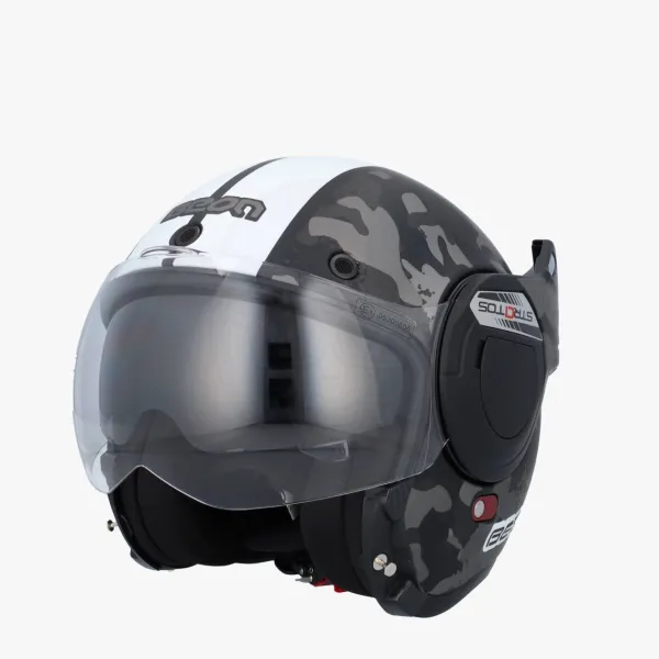 Beon B707 SKULL Zwart/Wit> Systeemhelmen|Helmen Met Zonnevizier